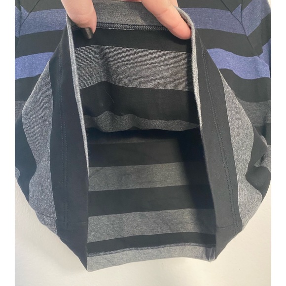 Three Dots • Professional Multi Colored Striped Quarter Sleeve Black Top - Picture 6 of 12